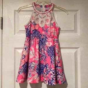 Lilly Pulitzer Pink and Blue Girls Dress Size 7